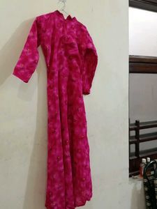 Vibrant Pink Kurta with Floral Print