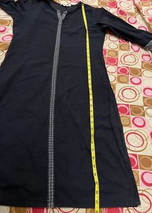 Max Black Kurta With White Embroidery