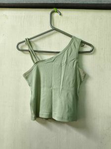 Sage Green One Shoulder Tank Top