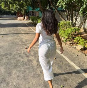 days&amp;days Embroidered White Cropped Pants