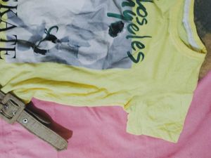 Yellow Graphic T-Shirt fitted los Angeles y2k