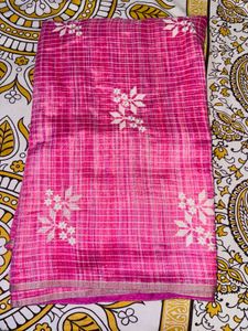 Cotton Pink Embroidered Saree