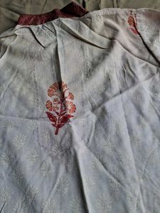 Jaipuri White Printed Kurta