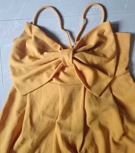 🇹🇭Chic Yellow Bow Tie Mini Dress