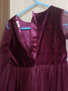 Girls Burgundy Velvet Dress