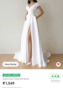 Solid Color Vneck Slit Dress