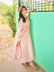 Elegant Peach Kurta Set with Dupatta