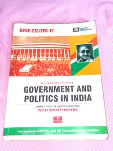 IGNOU Textbook BPSE- 212/EPS-12 BA Political Science Government And Politics In India With Solved Papers Complete Guide For IGNOU Term End Exams