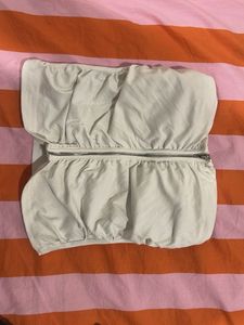 Cream Ruched Strapless corset Top