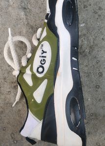 Stylish Olive &amp; White Sneakers
