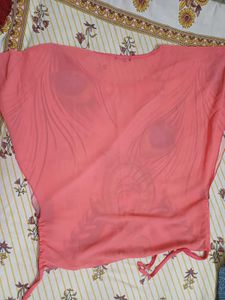 Pink Peacock Print top
