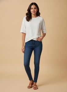 Chic Textured whitish non transy Top