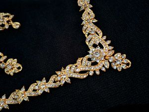 Elegant Gold-Tone CZ Necklace Set
