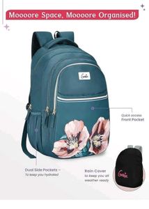 Stylish Teal Backpack with Floral Print