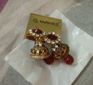 Light Weight Red Kundan Jhumki