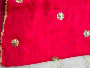 Beautiful Red georgette saree Like New