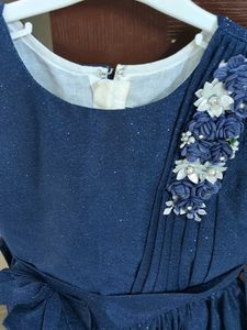 Sparkling Navy Blue Ethnic Gown for Girls