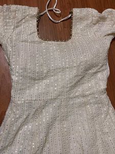 Elegant Off-White Embellished ethnic gown