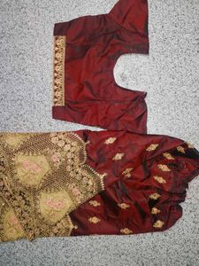 Embroidered Maroon Lehenga Choli with Pink Dupatta