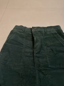 Stylish Dark Green Corduroy Skirt