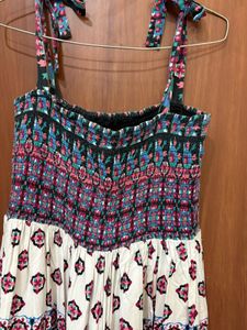 Boho Printed Tiered Maxi Dress with Smocked Bodice