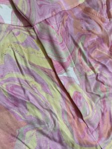 zara swirl marble satin flared trousers