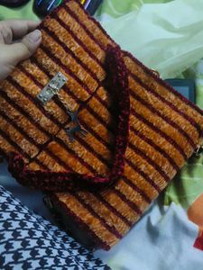 Handmade Velvet Stripe Clutch
