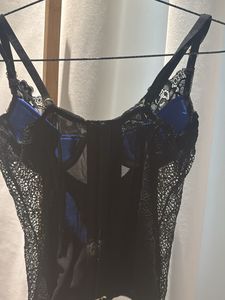 Two-Tone Black &amp; Blue Lace Corset