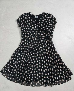 black Floral Mini Dress