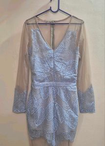 Lace V-Neck Bodycon Dress 🩵