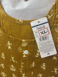 Stylish Mustard Kurta with Folk Art Print