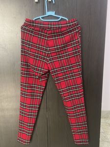 Zara Red Plaid Casual Pants