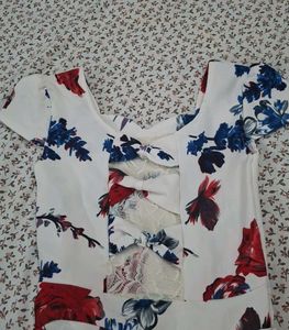 Floral Print Lace Back Dress