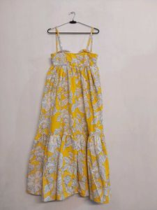 Zara Yellow Floral Midi Dress