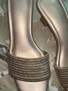 Sparkling Embellished Heeled Slides