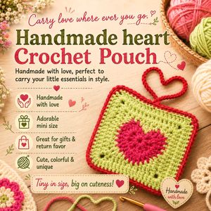 Handmade Crochet Heart pouch