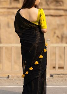 I love Saree Elegant Black with Tassel