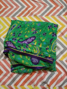 Stunning Green Chiffon Saree with Blouse