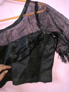 Elegant Black Ruffle Lehenga with odhani