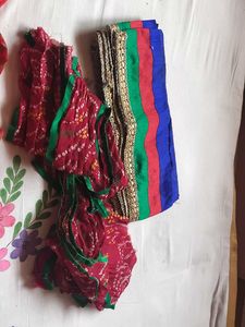Combo Of Triple Colour & Beautiful Bandhni Lace