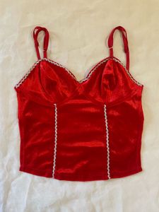 Red Velvet Corset Style Top