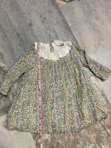 Floral Print Baby Dress with Lace Collar