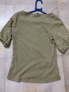 Olive Green Button-Up Knit Top