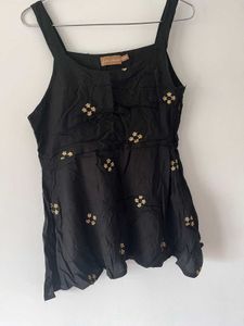 Black Embroidered Tunic Top