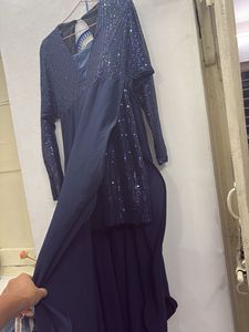 Elegant Navy Blue Sequined Kurta Set