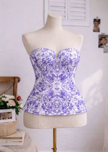 Strapless Floral Peplum Top