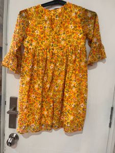 UCB Vibrant Yellow Floral Dress for Girls