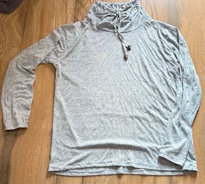 Cozy Gray Mock Neck Long Sleeve Top