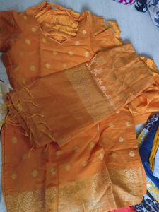 yellow banarasi Kurta Set with Dupatta