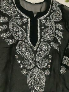 Elegant Black Chikankari Kurta✨🤍🖤